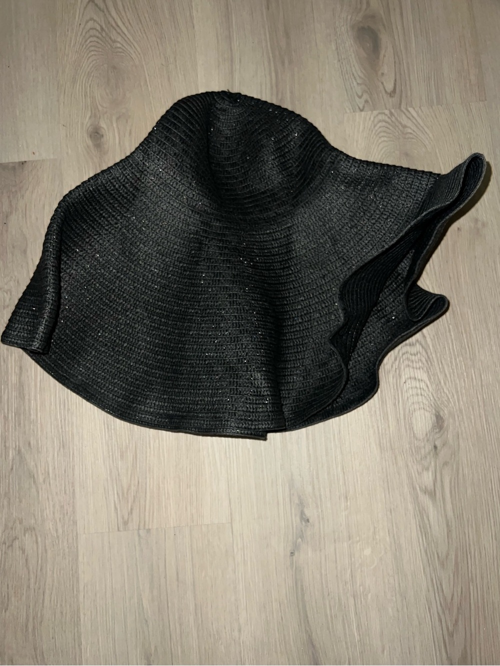 Large Black Beach Sun Hat – Wide Brim, Foldable, 57cm